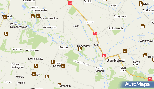 mapa Rozwadów gmina Ulan-Majorat, Rozwadów gmina Ulan-Majorat na mapie Targeo
