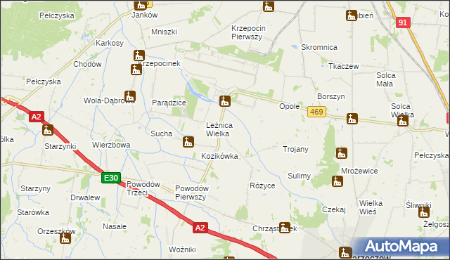 mapa Różyce Żmijowe, Różyce Żmijowe na mapie Targeo