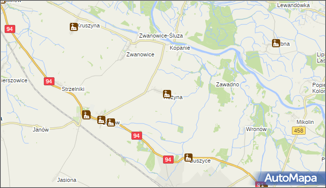 mapa Różyna gmina Lewin Brzeski, Różyna gmina Lewin Brzeski na mapie Targeo