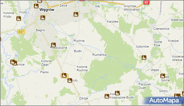 mapa Ruchenka, Ruchenka na mapie Targeo