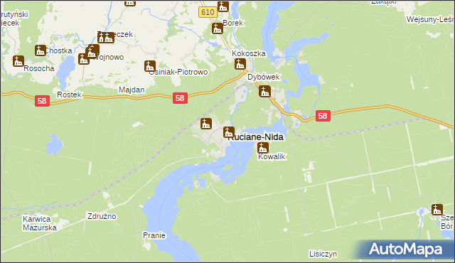 mapa Ruciane-Nida, Ruciane-Nida na mapie Targeo