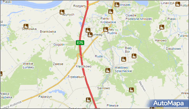 mapa Ruda gmina Grudziądz, Ruda gmina Grudziądz na mapie Targeo
