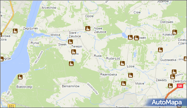 mapa Ruda gmina Radzymin, Ruda gmina Radzymin na mapie Targeo