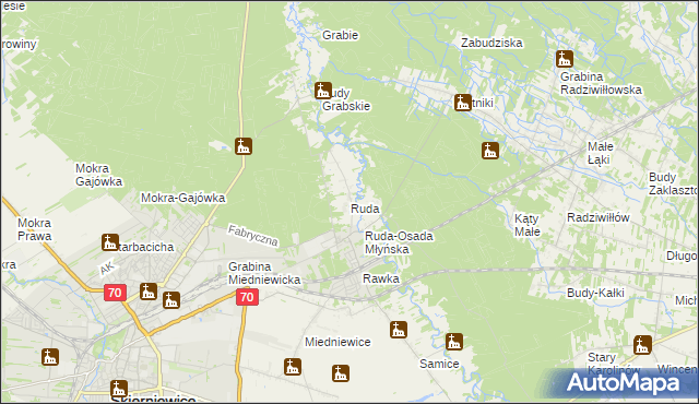 mapa Ruda gmina Skierniewice, Ruda gmina Skierniewice na mapie Targeo