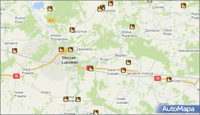 mapa Ruda gmina Stoczek Łukowski, Ruda gmina Stoczek Łukowski na mapie Targeo