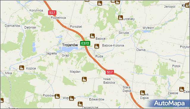 mapa Ruda gmina Trojanów, Ruda gmina Trojanów na mapie Targeo