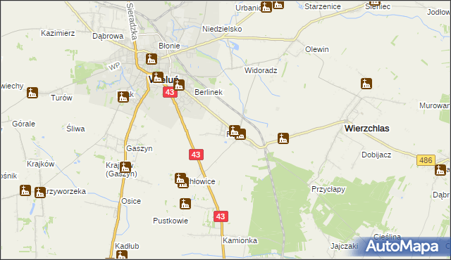 mapa Ruda gmina Wieluń, Ruda gmina Wieluń na mapie Targeo