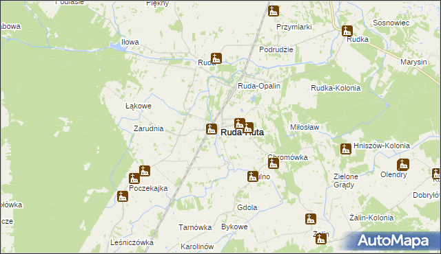 mapa Ruda-Huta, Ruda-Huta na mapie Targeo