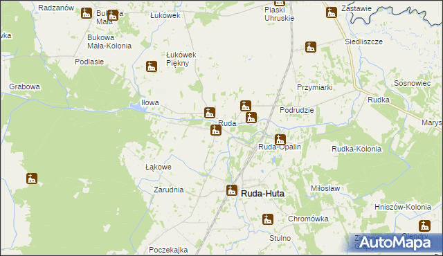 mapa Ruda-Kolonia gmina Ruda-Huta, Ruda-Kolonia gmina Ruda-Huta na mapie Targeo