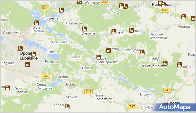 mapa Ruda Maciejowska, Ruda Maciejowska na mapie Targeo