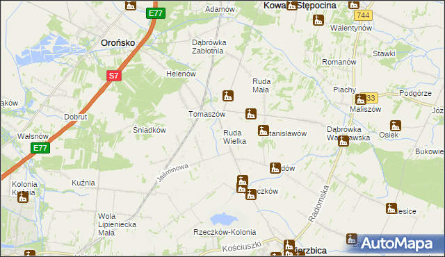 mapa Ruda Wielka, Ruda Wielka na mapie Targeo