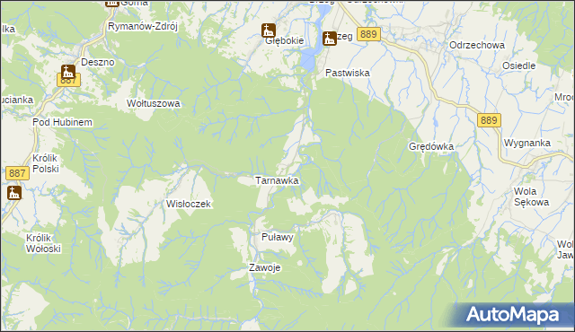 mapa Rudawka Rymanowska, Rudawka Rymanowska na mapie Targeo
