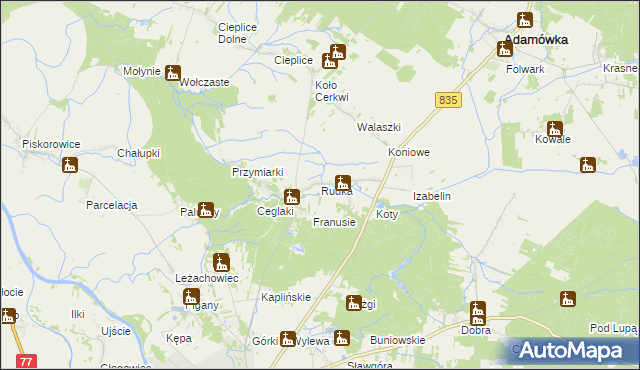 mapa Rudka gmina Sieniawa, Rudka gmina Sieniawa na mapie Targeo