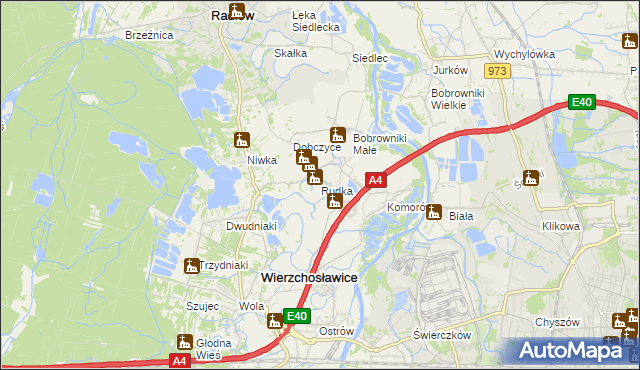 mapa Rudka gmina Wierzchosławice, Rudka gmina Wierzchosławice na mapie Targeo