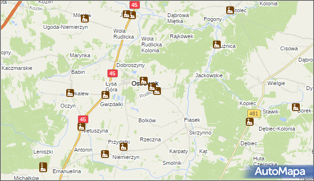 mapa Rudlice, Rudlice na mapie Targeo