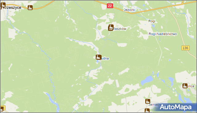 mapa Rudna gmina Krzeszyce, Rudna gmina Krzeszyce na mapie Targeo