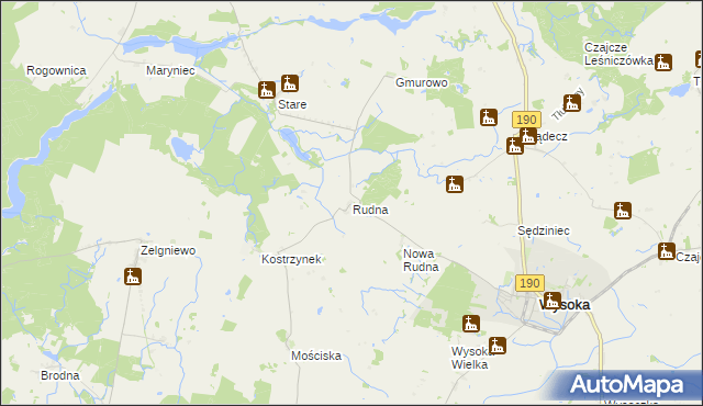 mapa Rudna gmina Wysoka, Rudna gmina Wysoka na mapie Targeo
