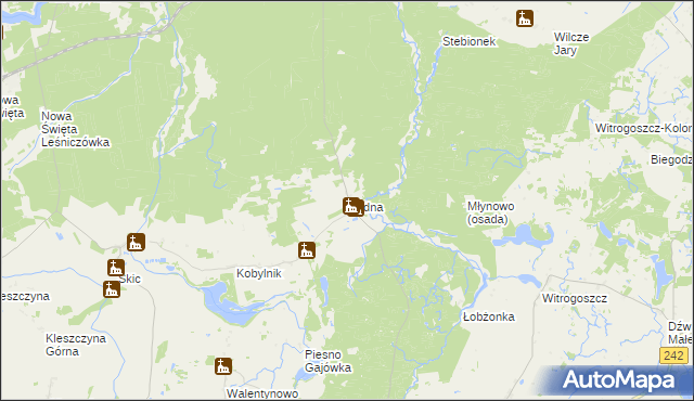 mapa Rudna gmina Złotów, Rudna gmina Złotów na mapie Targeo