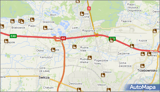 mapa Rudna Mała gmina Głogów Małopolski, Rudna Mała gmina Głogów Małopolski na mapie Targeo