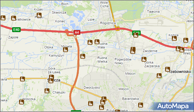 mapa Rudna Wielka gmina Świlcza, Rudna Wielka gmina Świlcza na mapie Targeo