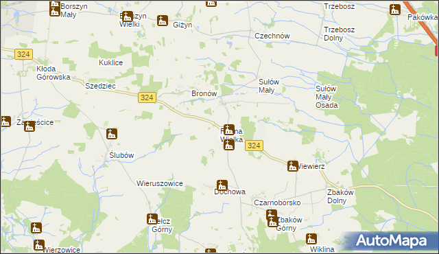 mapa Rudna Wielka gmina Wąsosz, Rudna Wielka gmina Wąsosz na mapie Targeo