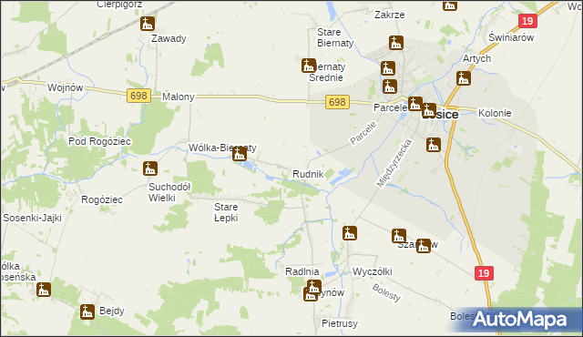 mapa Rudnik gmina Łosice, Rudnik gmina Łosice na mapie Targeo