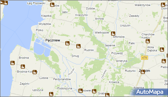 mapa Rudniki gmina Pęczniew, Rudniki gmina Pęczniew na mapie Targeo