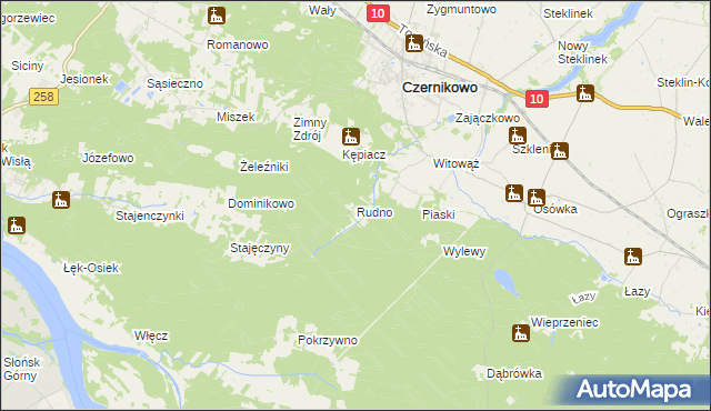 mapa Rudno gmina Czernikowo, Rudno gmina Czernikowo na mapie Targeo