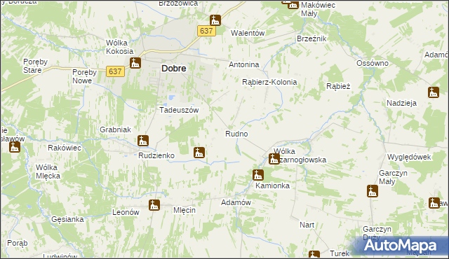 mapa Rudno gmina Dobre, Rudno gmina Dobre na mapie Targeo