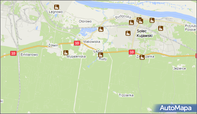 mapa Rudy gmina Solec Kujawski, Rudy gmina Solec Kujawski na mapie Targeo