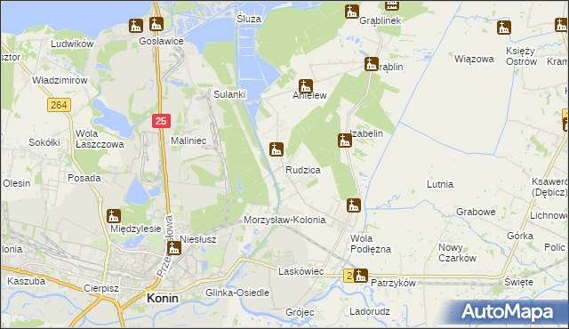 mapa Rudzica gmina Kramsk, Rudzica gmina Kramsk na mapie Targeo