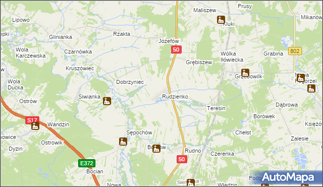 mapa Rudzienko gmina Kołbiel, Rudzienko gmina Kołbiel na mapie Targeo