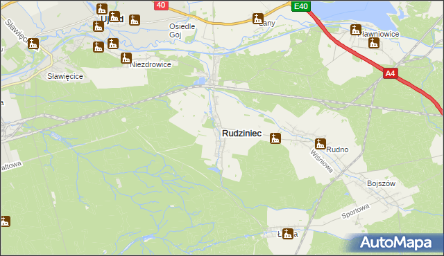mapa Rudziniec, Rudziniec na mapie Targeo