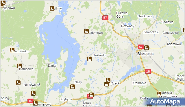 mapa Rukławki, Rukławki na mapie Targeo