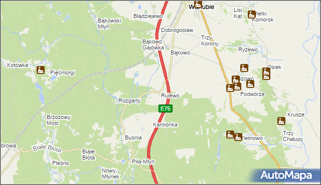 mapa Rulewo, Rulewo na mapie Targeo