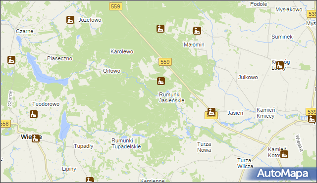 mapa Rumunki Jasieńskie, Rumunki Jasieńskie na mapie Targeo