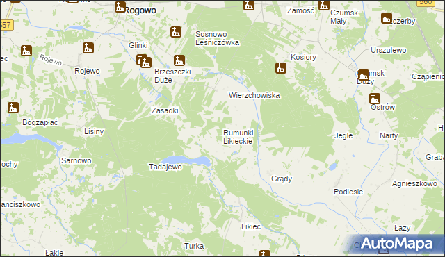 mapa Rumunki Likieckie, Rumunki Likieckie na mapie Targeo