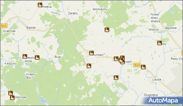 mapa Runowo gmina Lidzbark Warmiński, Runowo gmina Lidzbark Warmiński na mapie Targeo