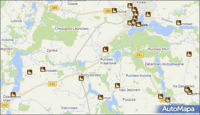 mapa Runowo Krajeńskie, Runowo Krajeńskie na mapie Targeo