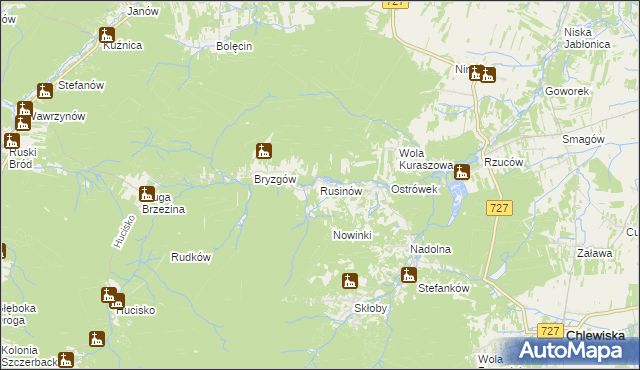 mapa Rusinów gmina Borkowice, Rusinów gmina Borkowice na mapie Targeo