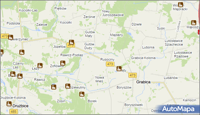 mapa Rusociny, Rusociny na mapie Targeo