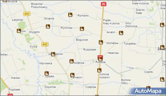 mapa Russówek, Russówek na mapie Targeo