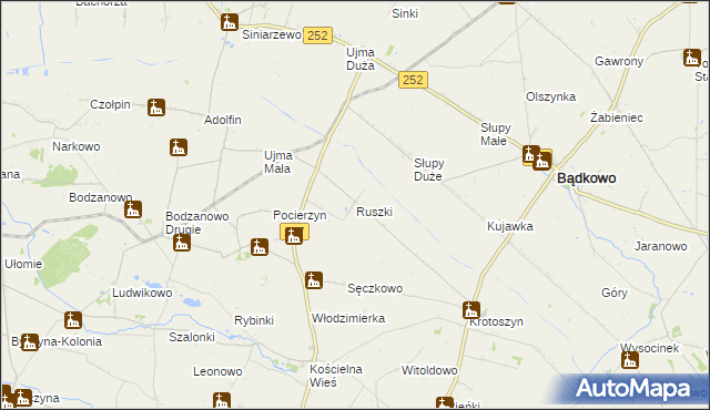 mapa Ruszki gmina Osięciny, Ruszki gmina Osięciny na mapie Targeo