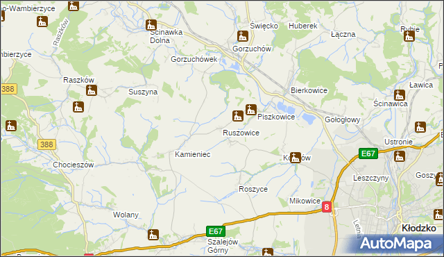 mapa Ruszowice gmina Kłodzko, Ruszowice gmina Kłodzko na mapie Targeo