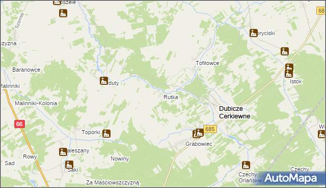 mapa Rutka gmina Dubicze Cerkiewne, Rutka gmina Dubicze Cerkiewne na mapie Targeo