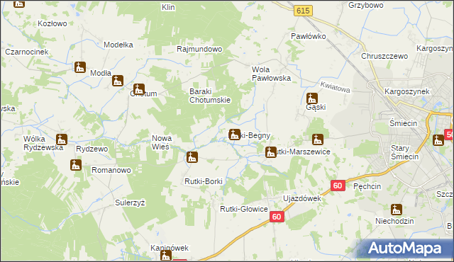 mapa Rutki-Begny, Rutki-Begny na mapie Targeo