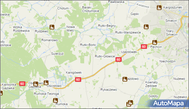 mapa Rutki-Głowice, Rutki-Głowice na mapie Targeo