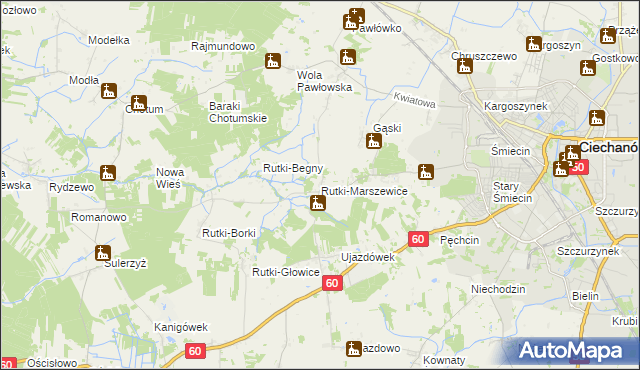 mapa Rutki-Marszewice, Rutki-Marszewice na mapie Targeo