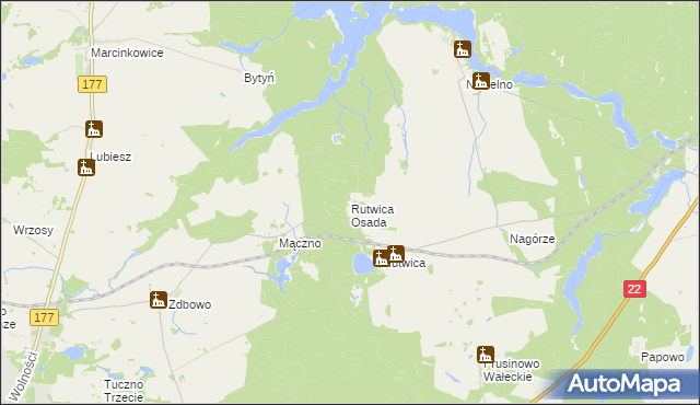 mapa Rutwica Osada, Rutwica Osada na mapie Targeo