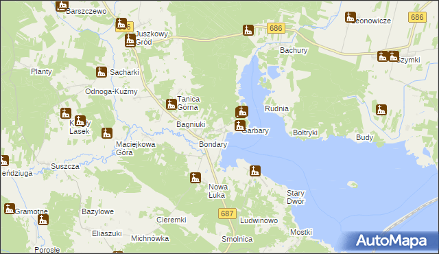 mapa Rybaki gmina Michałowo, Rybaki gmina Michałowo na mapie Targeo